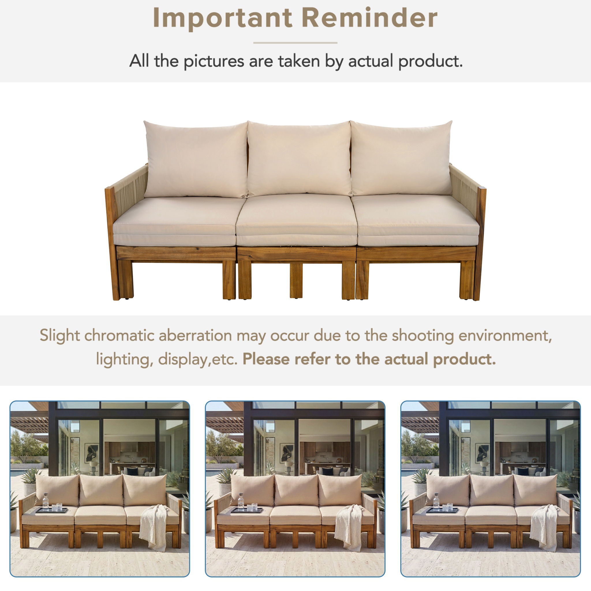 Outdoor Daybed, Patio Sofa Bed, 3 Seat Convertible Sunbed