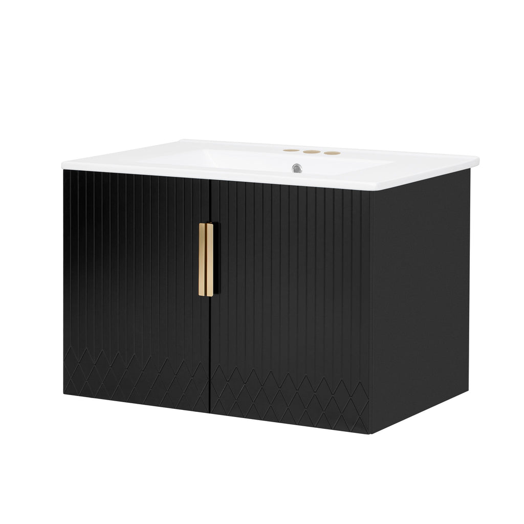 Bathroom Vanity With Sink, Rectangular Storage Cabinet With 2 Soft Closing Doors