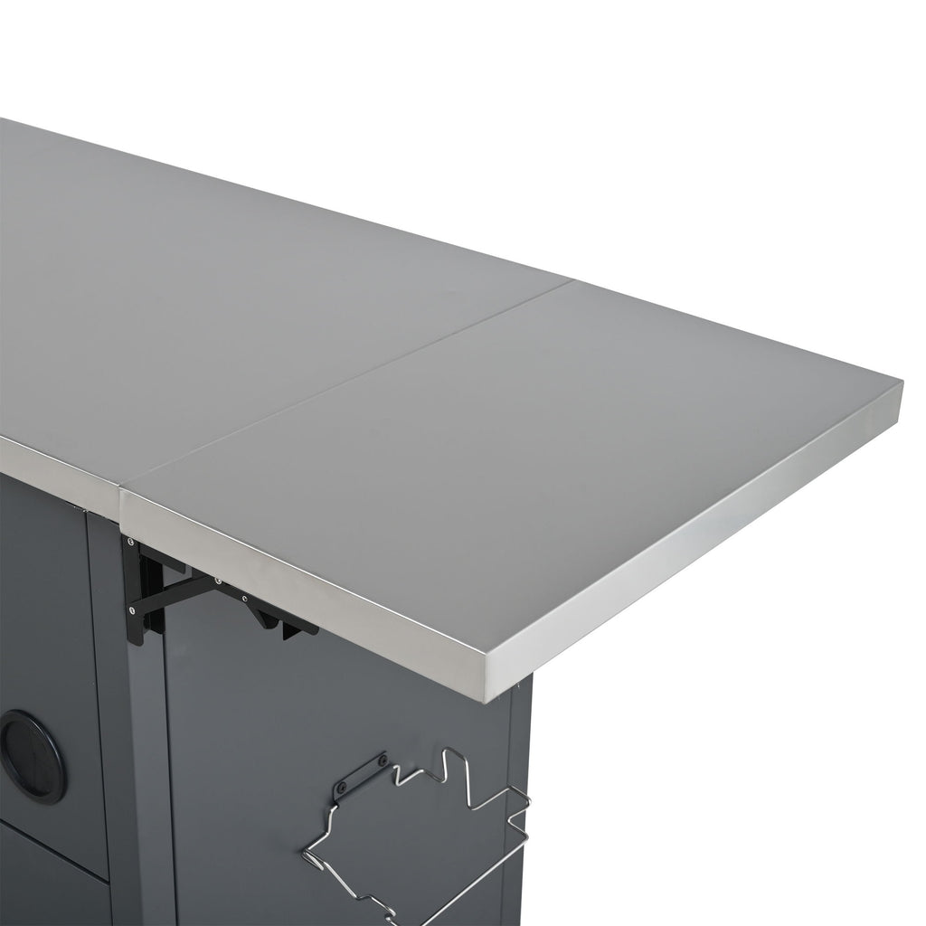Foldable Outdoor Prep Station BBQ Cart With Trash Rack