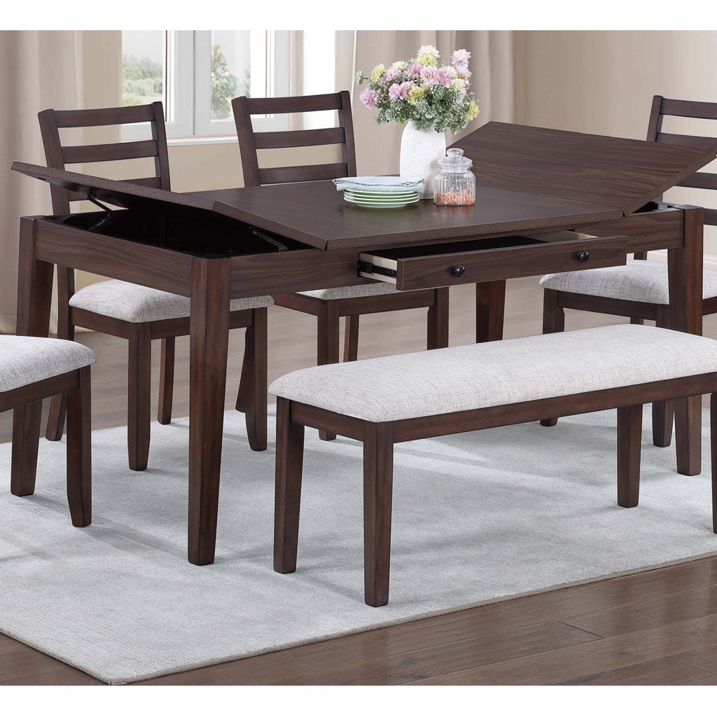 Cushion Padded Seat Dining Room Bench - Walnut