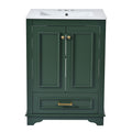 Bathroom Vanity With Ceramic Sink Combo, Modern Freestanding Storage Cabinet With Silver Handles