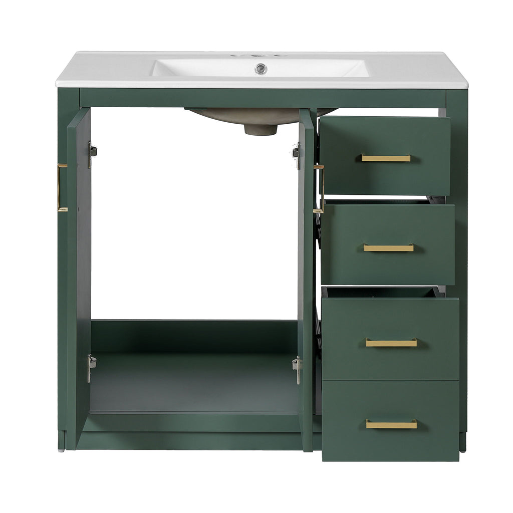 Bathroom Vanity With Sink Combo, Storage Cabinet, Freestanding Set With 3 Drawers & Soft Closing Doors