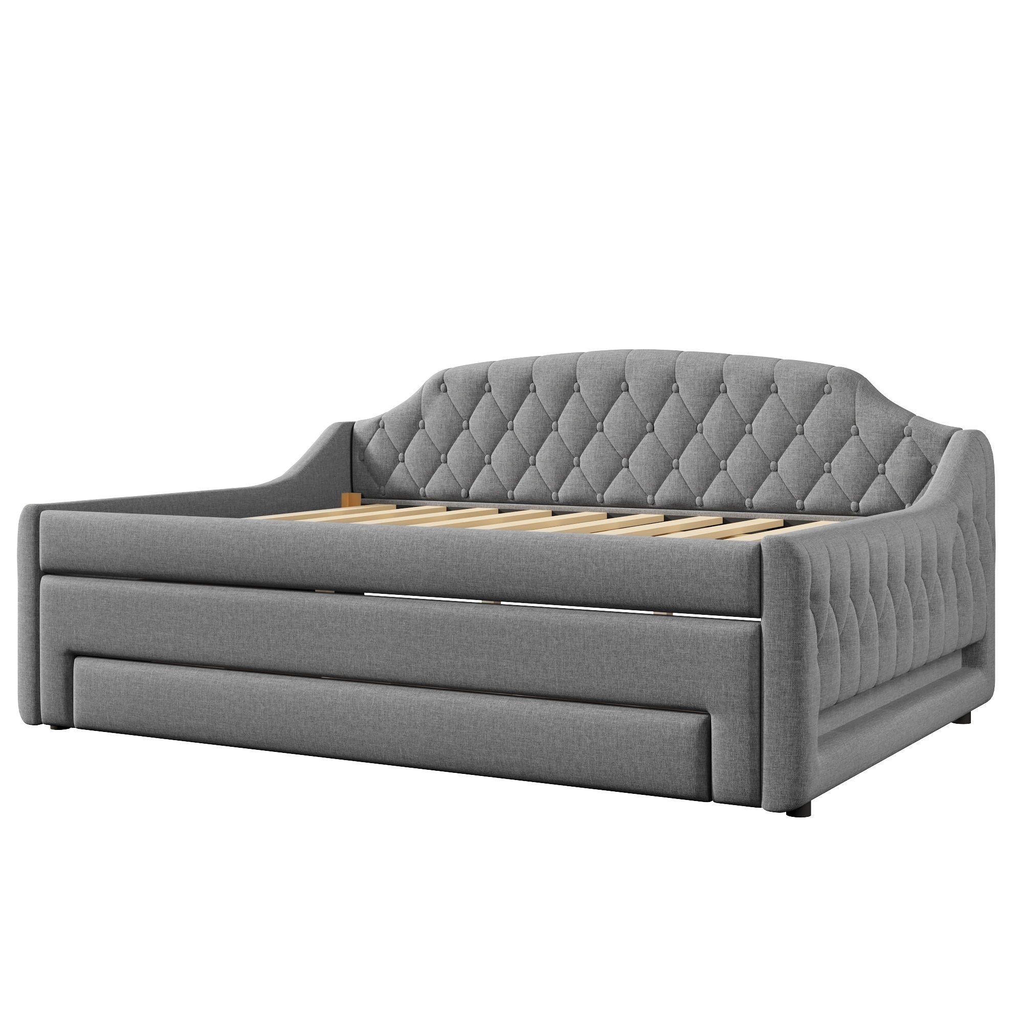 Upholstered Daybed With LED Belt, Trundle And 3 Drawers