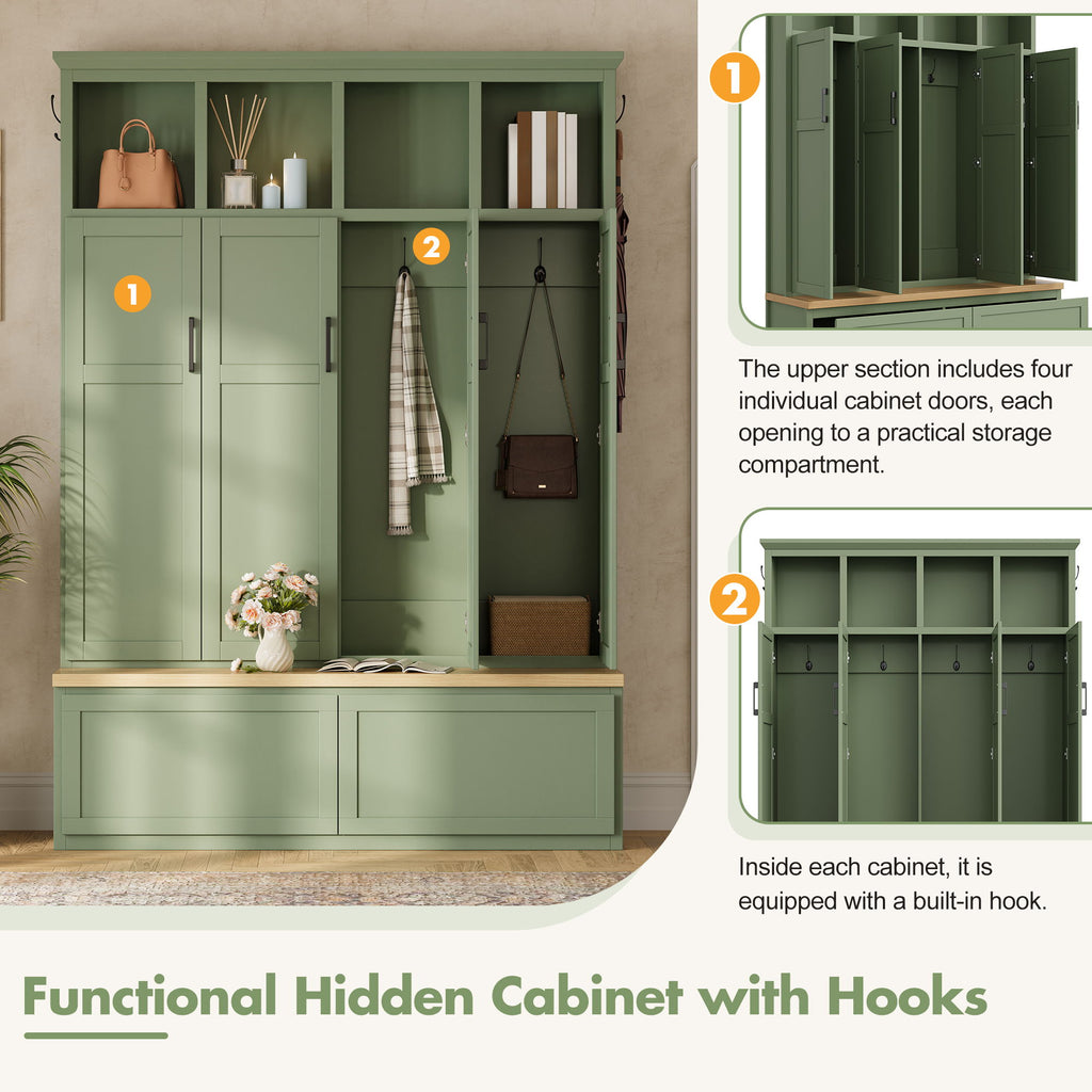 Hall Tree With 4 Hidden Cabinets