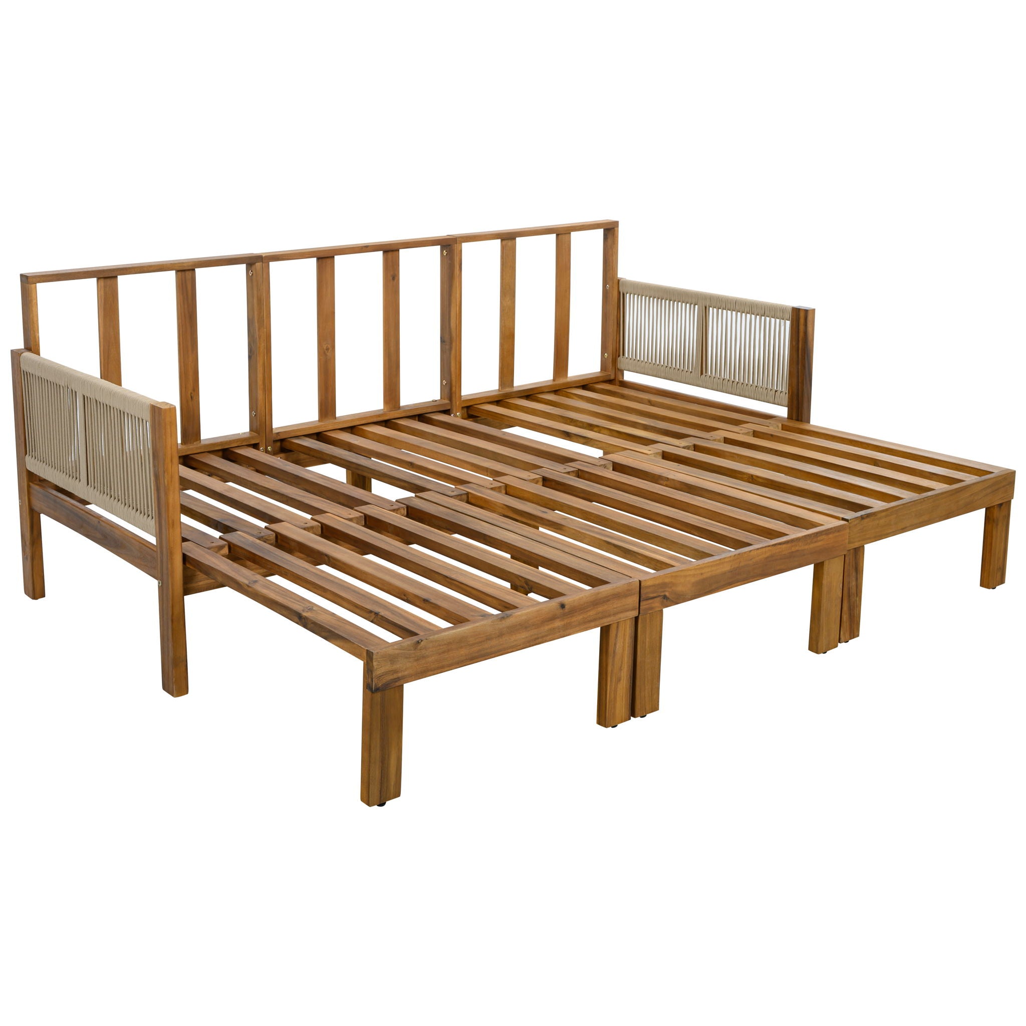 Outdoor Daybed, Patio Sofa Bed, 3 Seat Convertible Sunbed