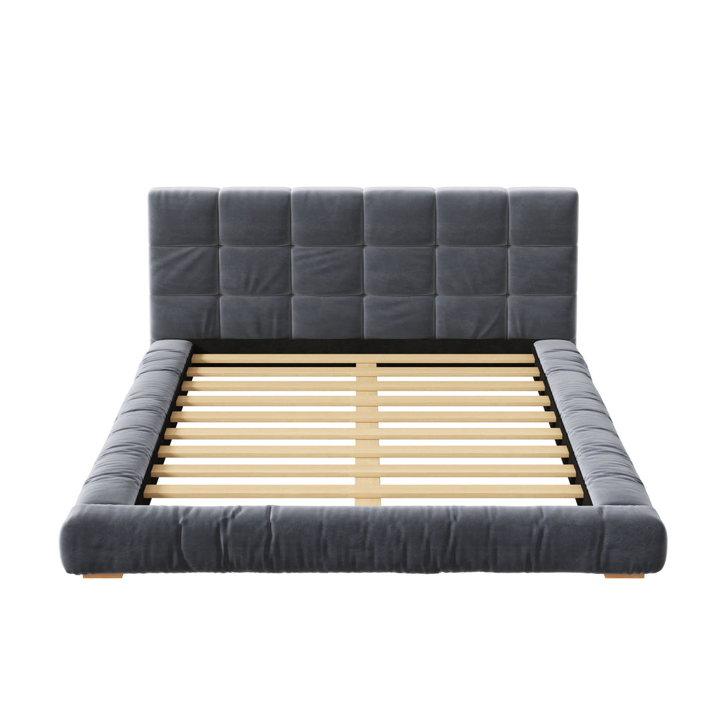 Upholstered Platform Bed Frame With Tufted Headboard