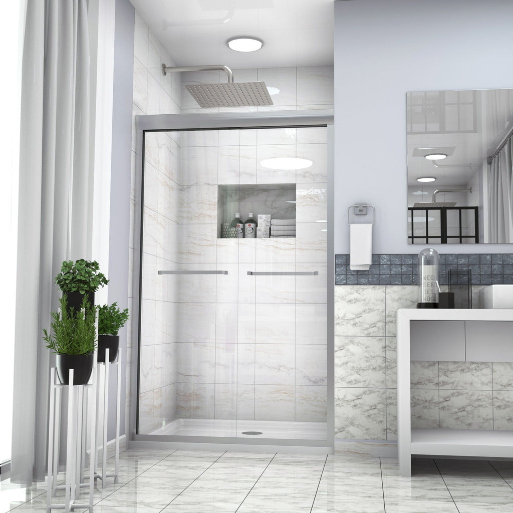 Modern Double Sliding Shower Enclosure, Tempered Glass