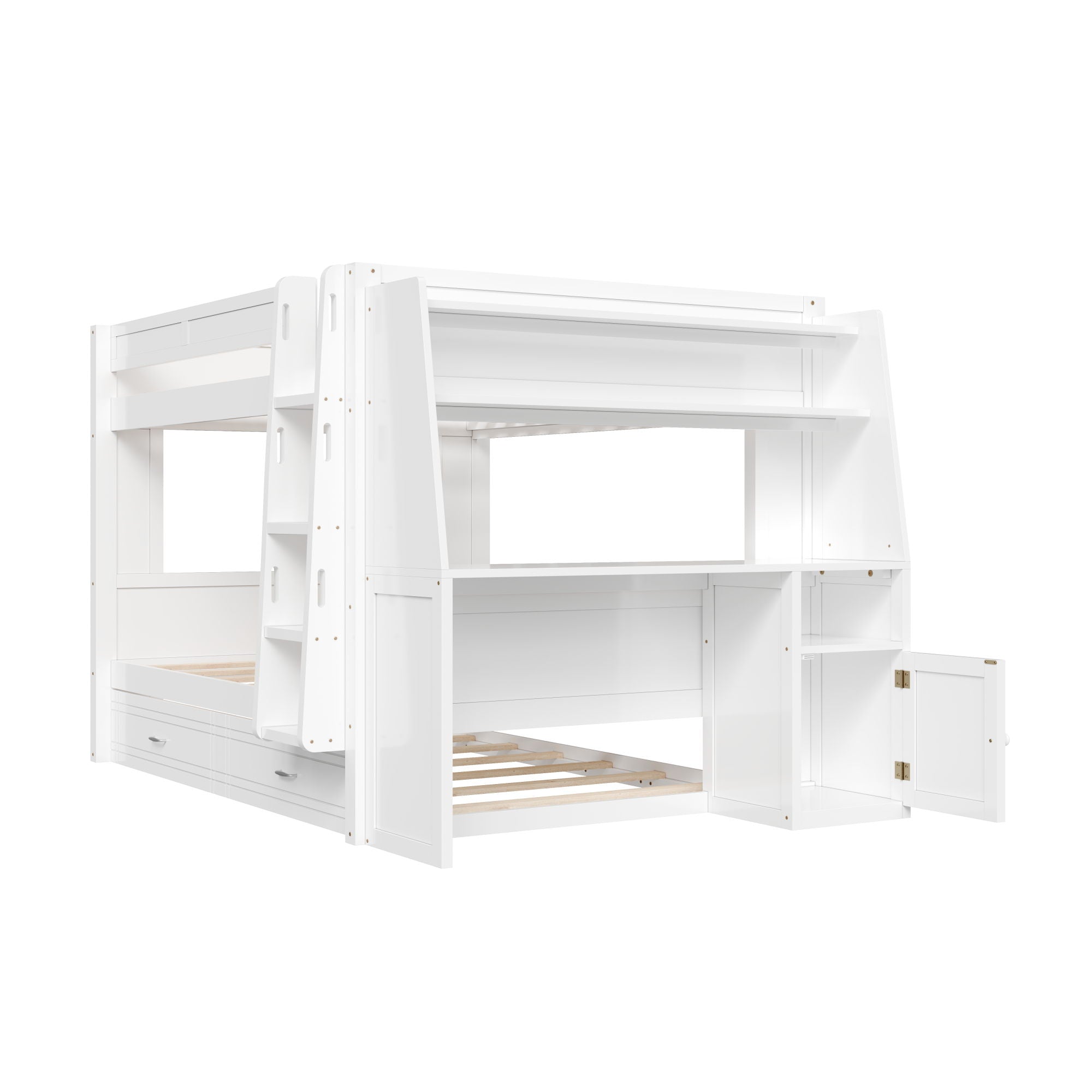 Multifunctional Bunk Bed With Desk, Bookshelves