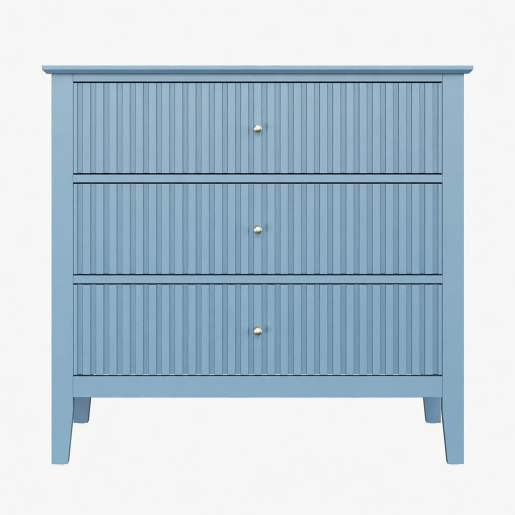 Fluted 3 Drawer Nightstand With Soft Close Slides