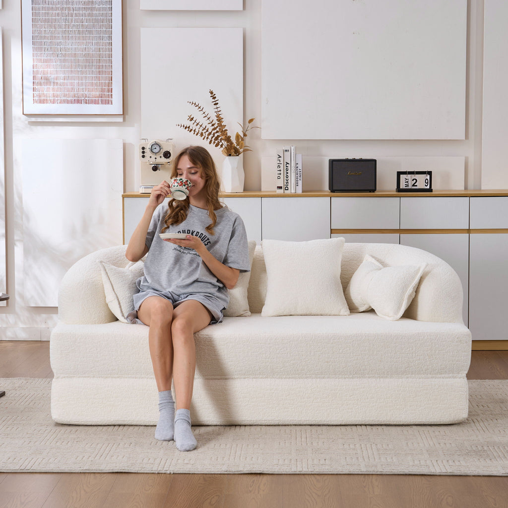 Foldable Sofa Bed, Boneless Couch Convertible Sleeper With 4 Pillows
