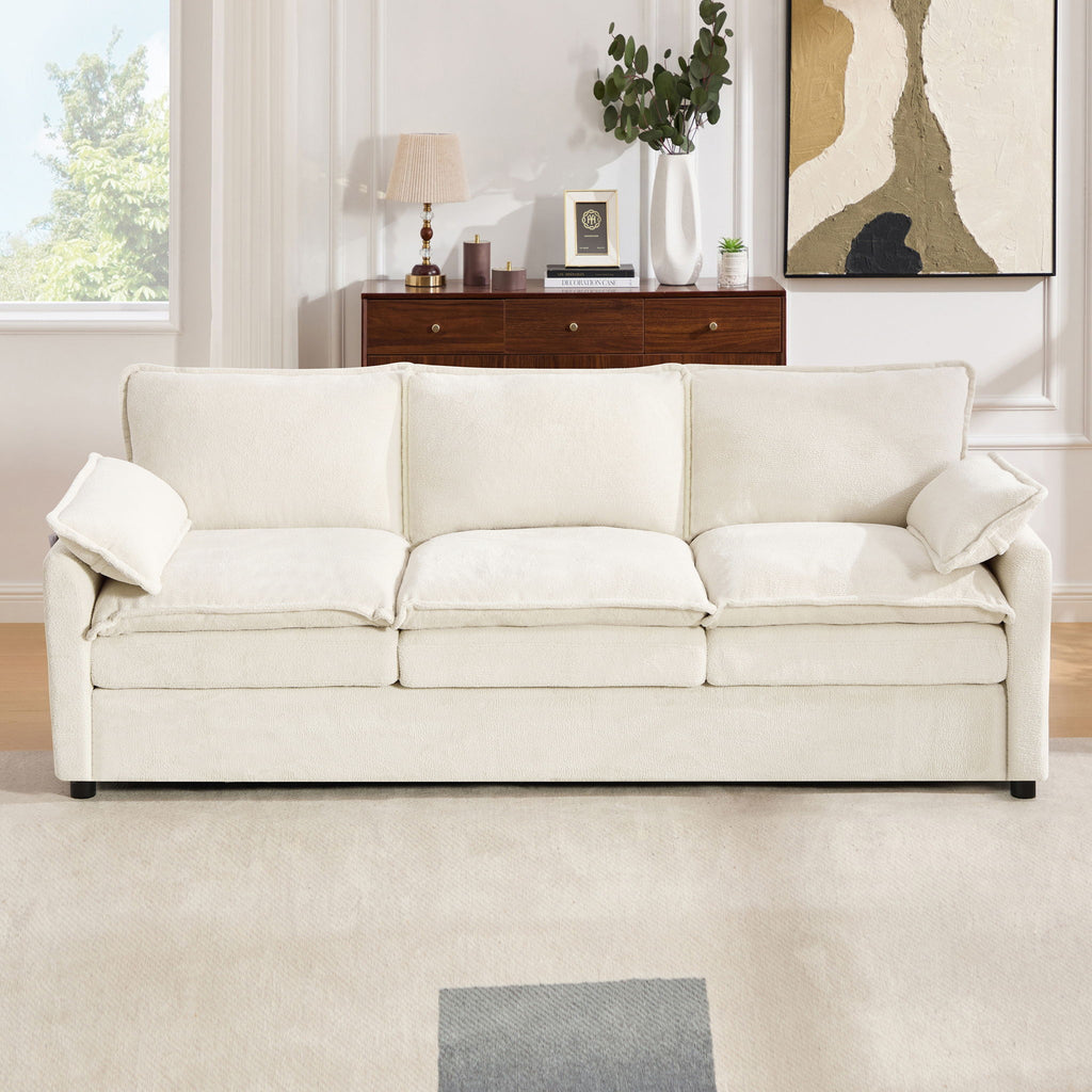 Modern 3 Seater Sofa With Side Storage Pockets For Living Room