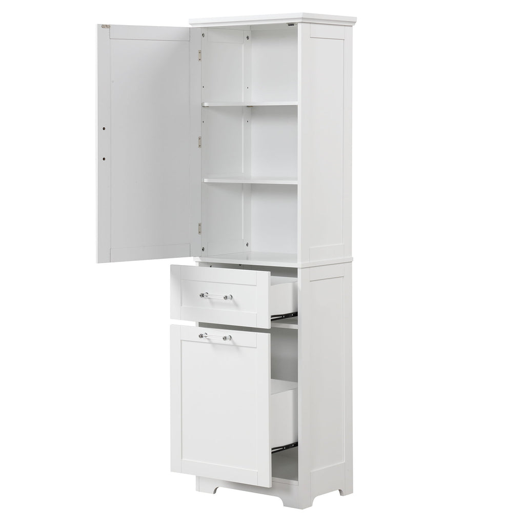 Tall Freestanding Bathroom Storage Cabinet With Adjustable Shelf And 2 Drawers