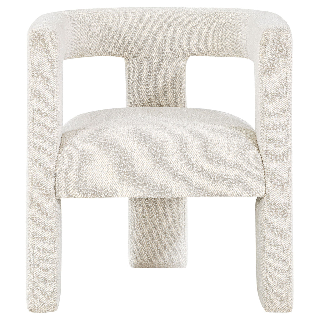 Verda - Upholstered Accent Side Chair In Soft With Rounded Open Back And 3 Leg Base - White