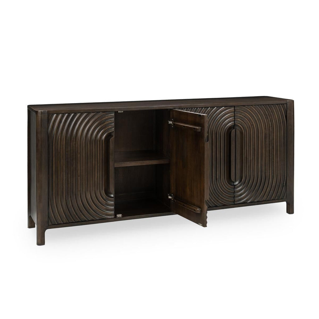 Colson - Mango Wood 4 Door Cabinet - Dark Brown
