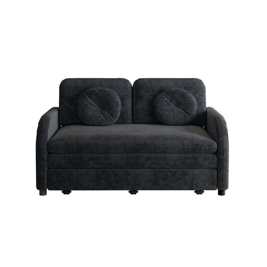 Upholstered Pull Out Couch With Side Pocket & USB Port