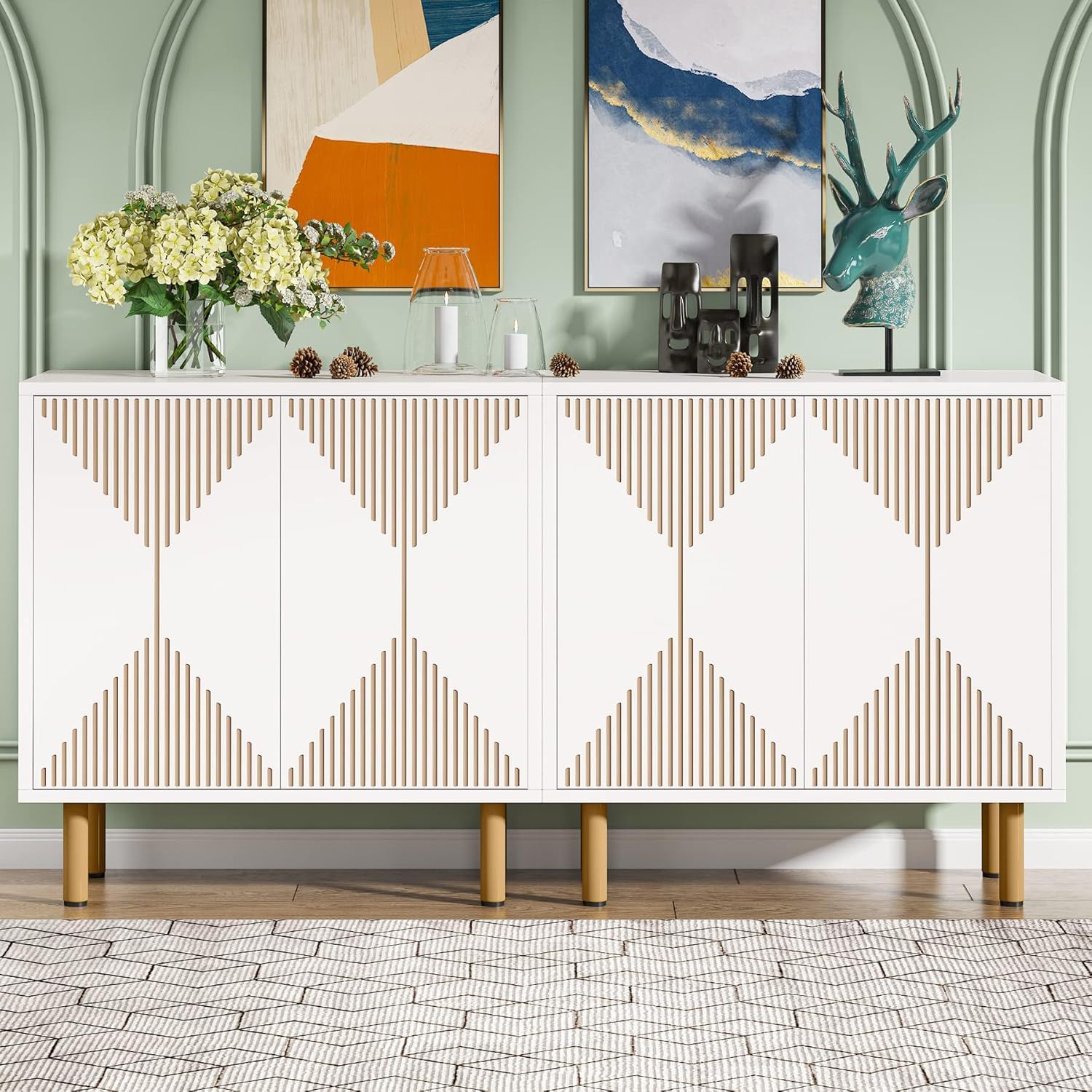 Sideboard Buffet Cabinet, 59.06" Storage Cabinet For Living Room - White