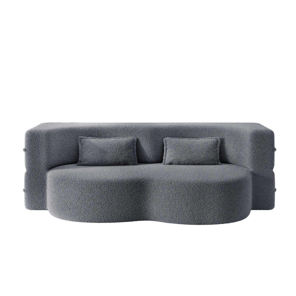 Modern Floor Sofa With 2 Pillows, Twin Size For Living Room