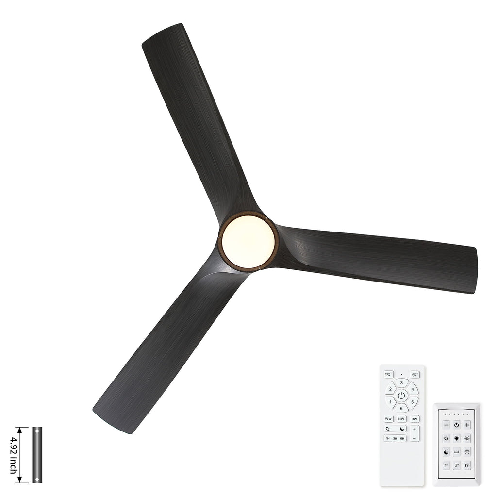 Reversible Quiet Motor Ceiling Fan Light With ABS Blades - Black / Gray