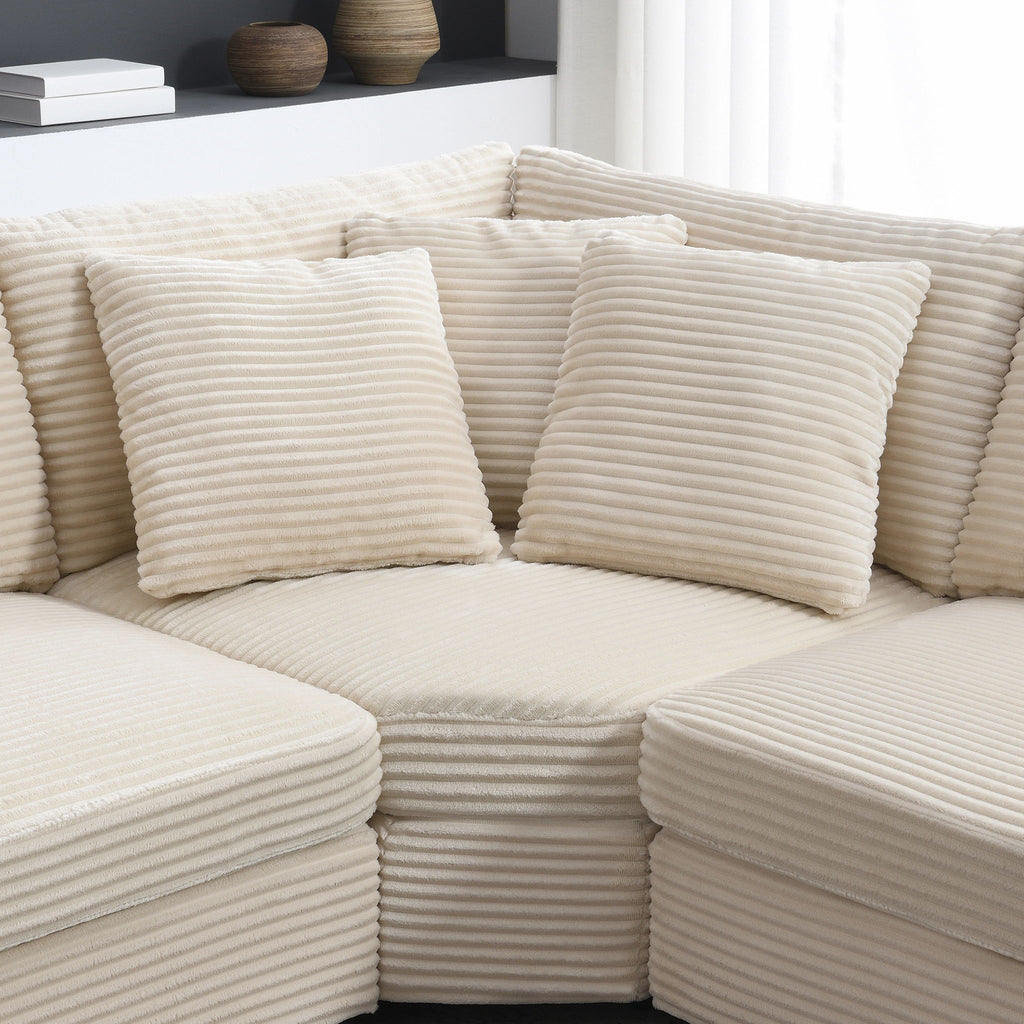 Convertible L Shaped Sectional Corner Couch With Armrest Storage Cup Holders USB Charger, Irregular Corner Oversized Comfy Modular Sofa