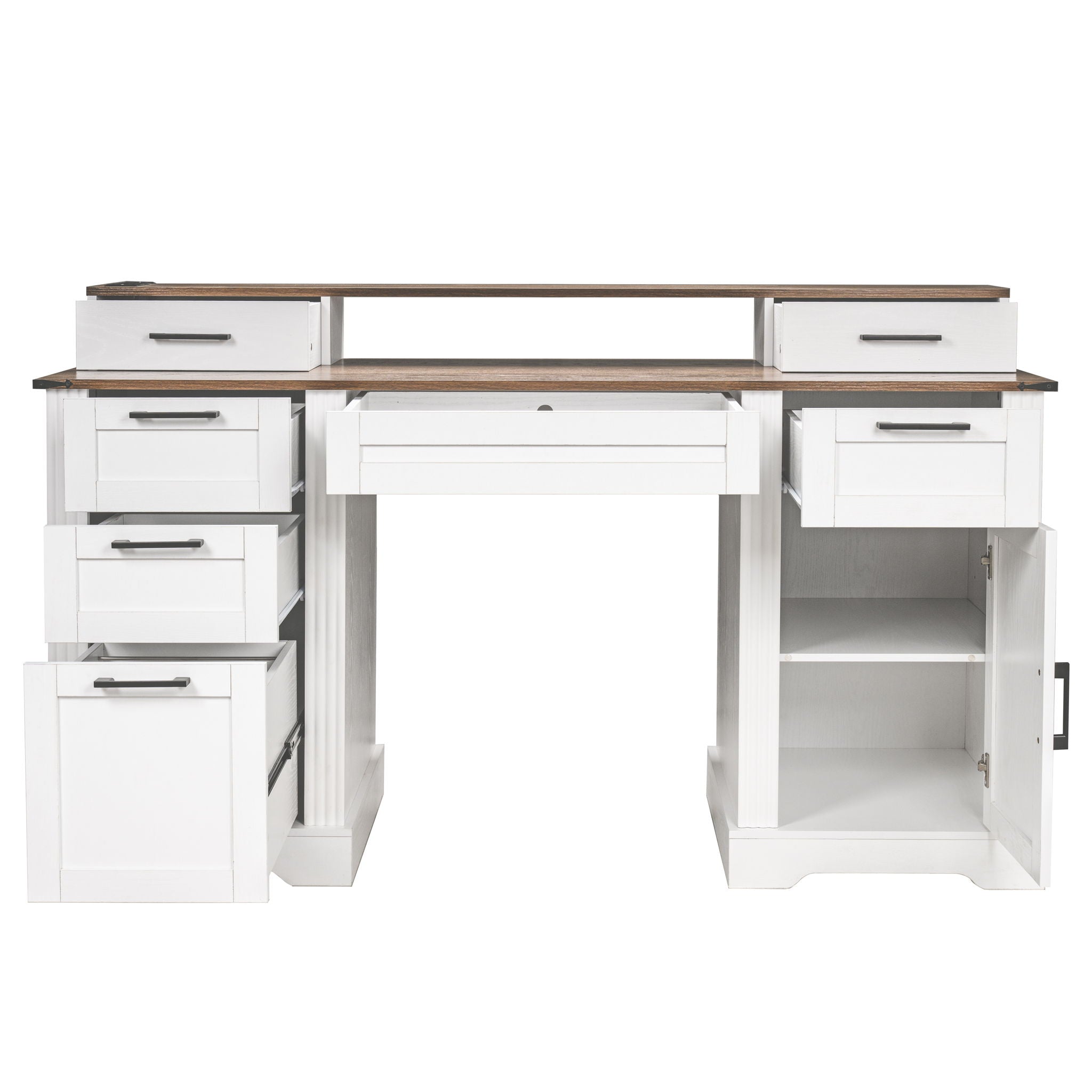 Office Desk With Charging Station & Storage Cabinet