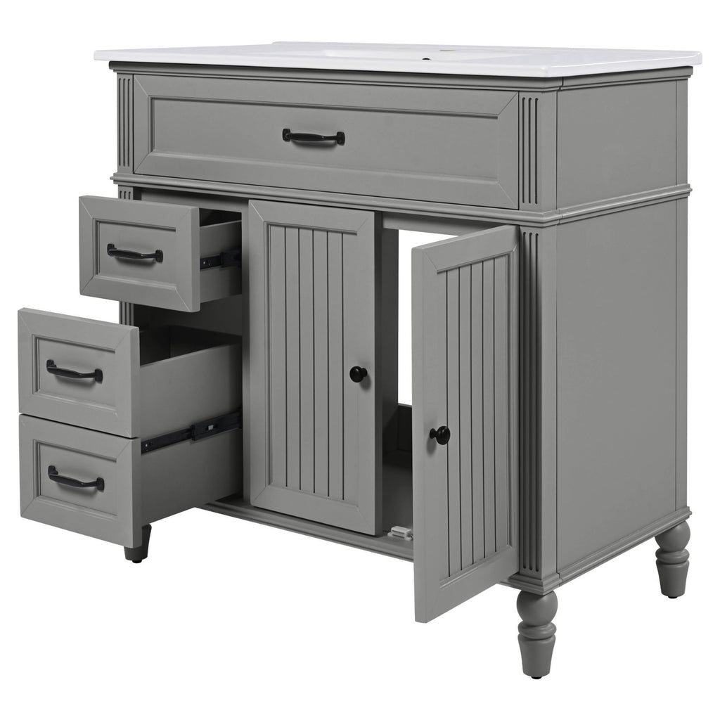 Bathroom Vanity With Sink, Freestanding Cabinet & Drawers