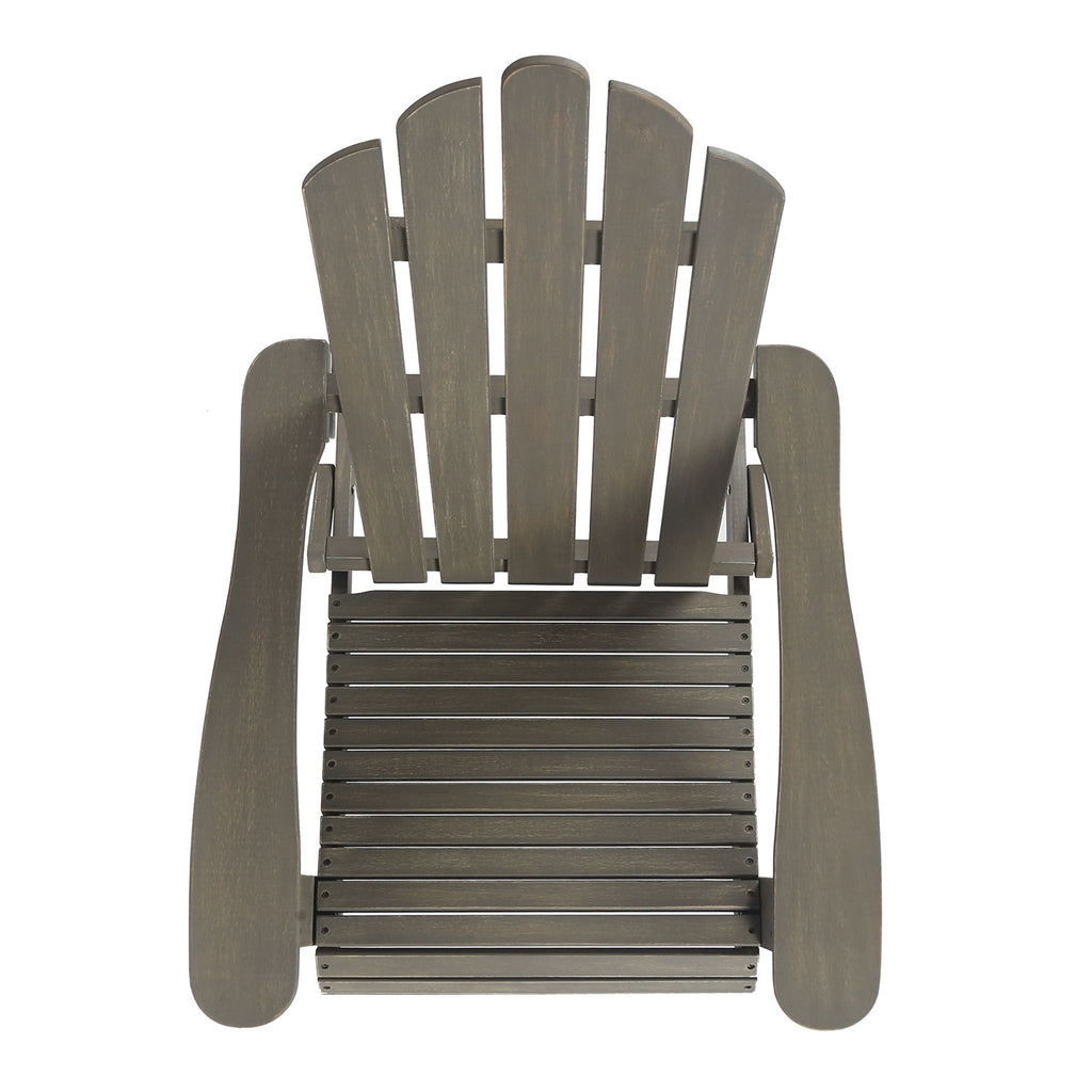 Outdoor Foldable Adirondack Chair With Hand Crafted Details - Gray