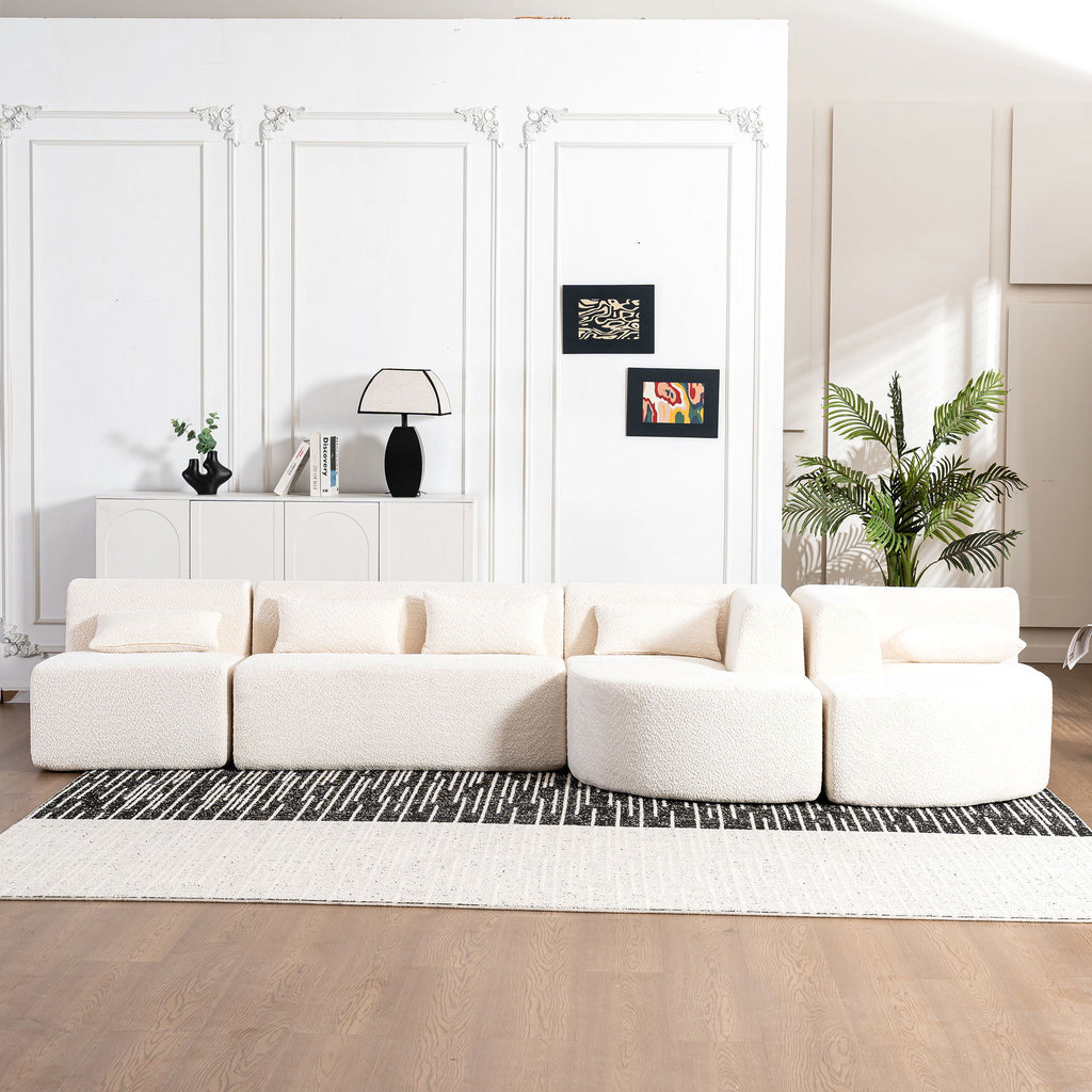 Upholstered Sofa Free Combined Sofa Couch With 2 Chaise Lounge And Five Back Pillows For Living Room