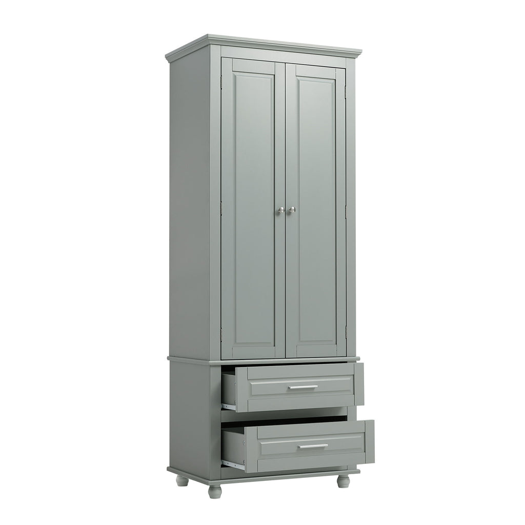 Tall Storage Cabinet With 2 Drawers For Bathroom