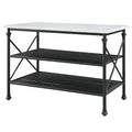 Brahm - Kitchen Island - White Marble Top & Gray