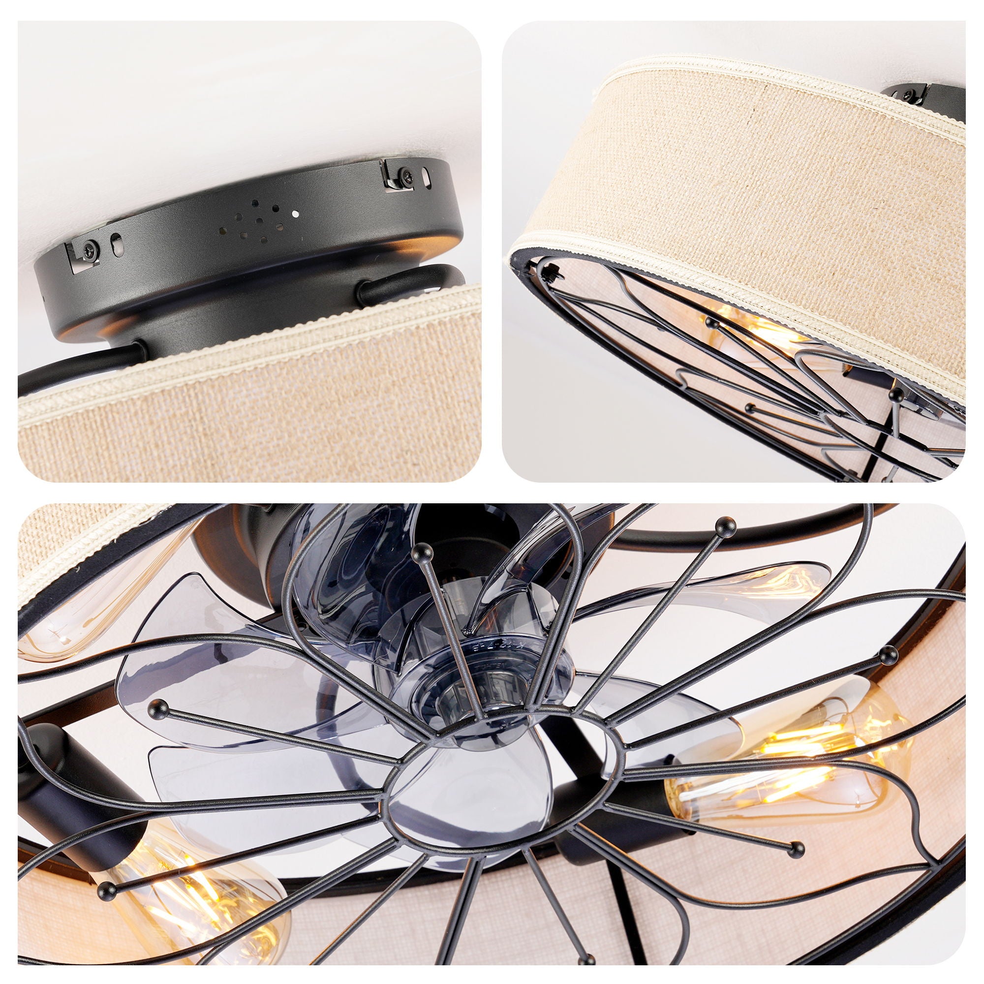 Lotus Bladeless Ceiling Fan With Remote Control For Living Room - Matte Black