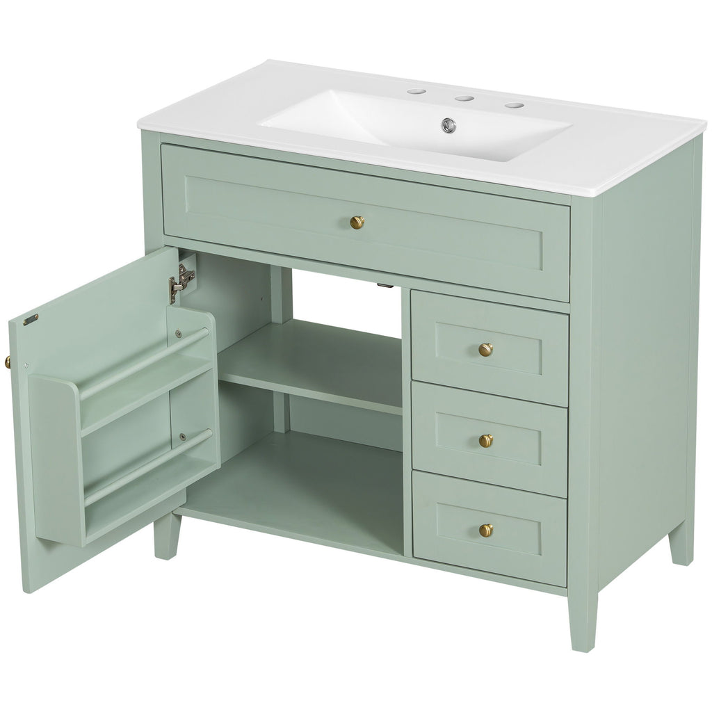 Bathroom Vanity With Sink, Cabinet With 3 Drawers And Adjustable Shelf