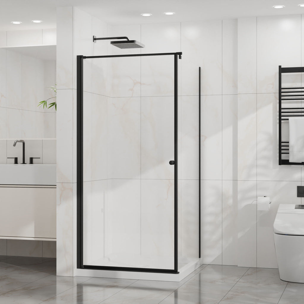 Goodyo - Frameless Corner Shower Door - Matte Black