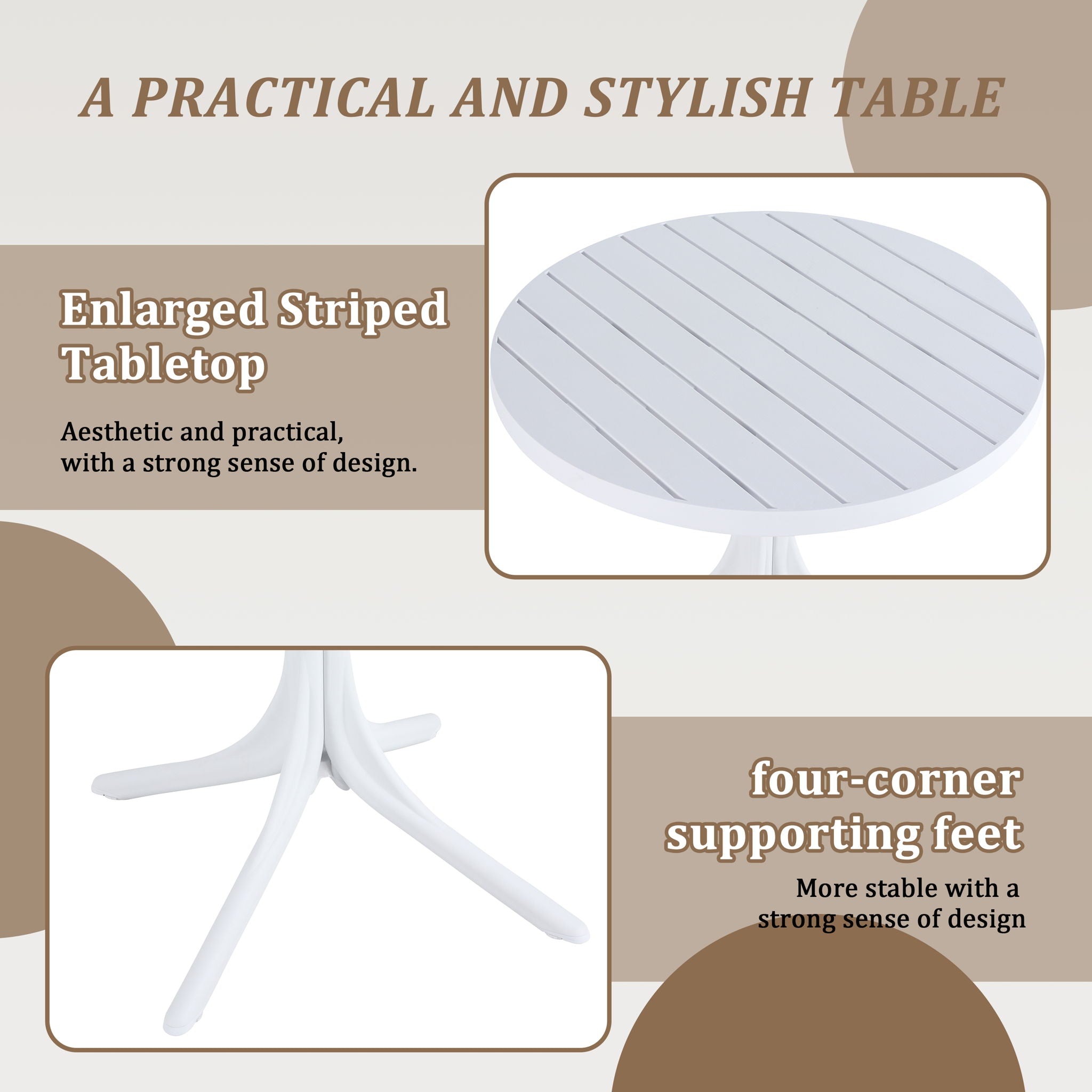 4 Piece Set Of Modern Color Block Designed Single Chairs With Round Table