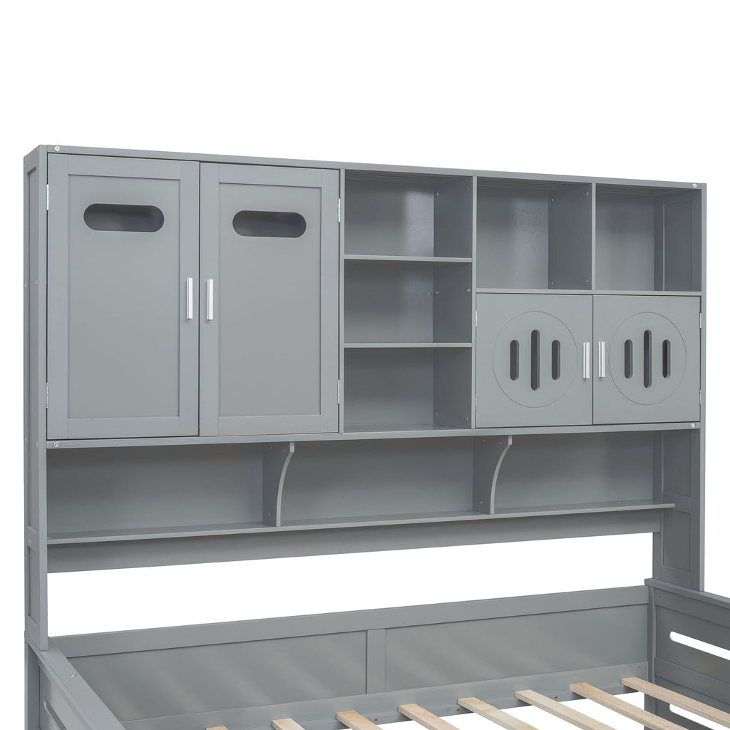 Daybed With All-In-One Cabinet And Shelf