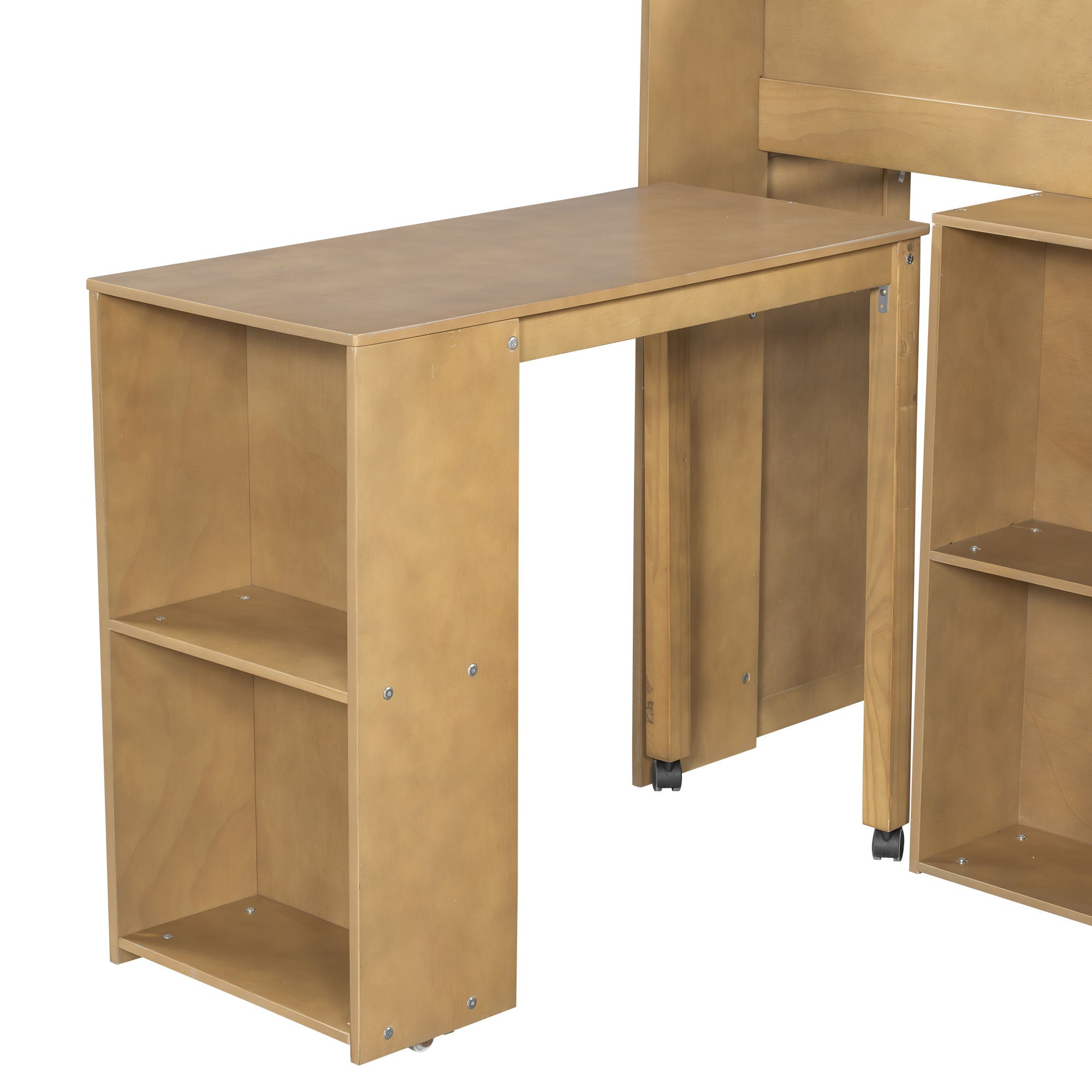 Loft Bed With Built-In Desk, LED Lighting, And Multiple Storage Shelves