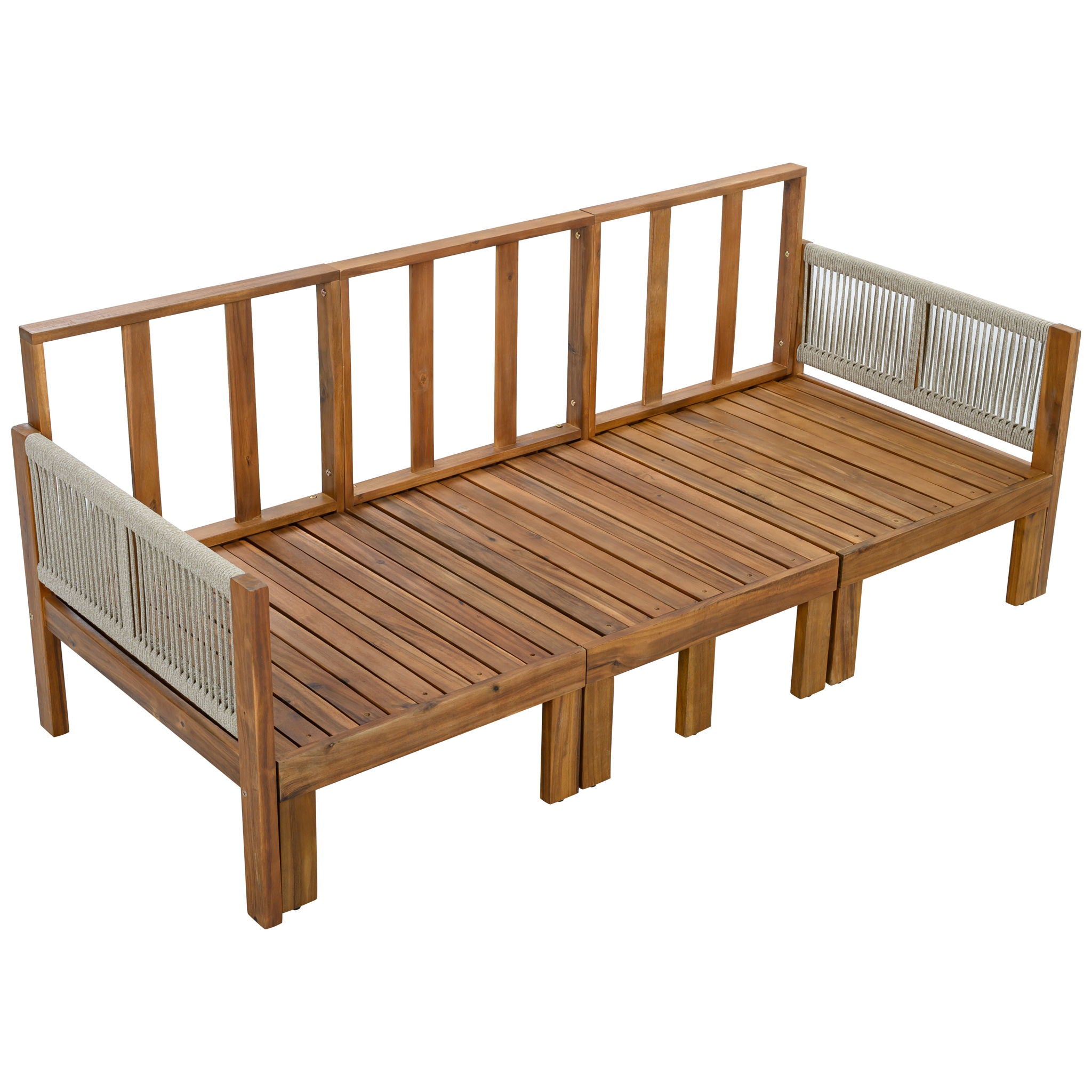 Outdoor Daybed, Patio Sofa Bed, 3 Seat Convertible Sunbed
