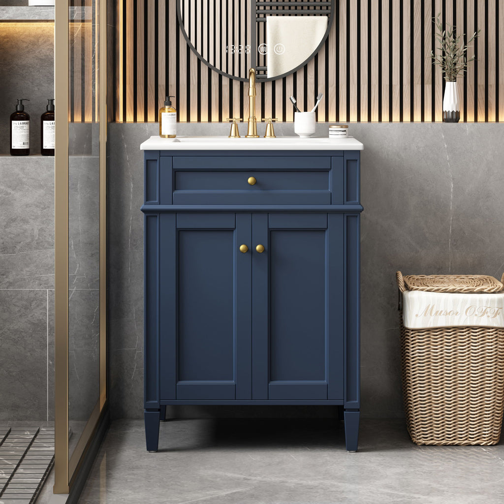 Modern Bathroom Vanity With Tip-Out Drawer And Soft-Close Hinges