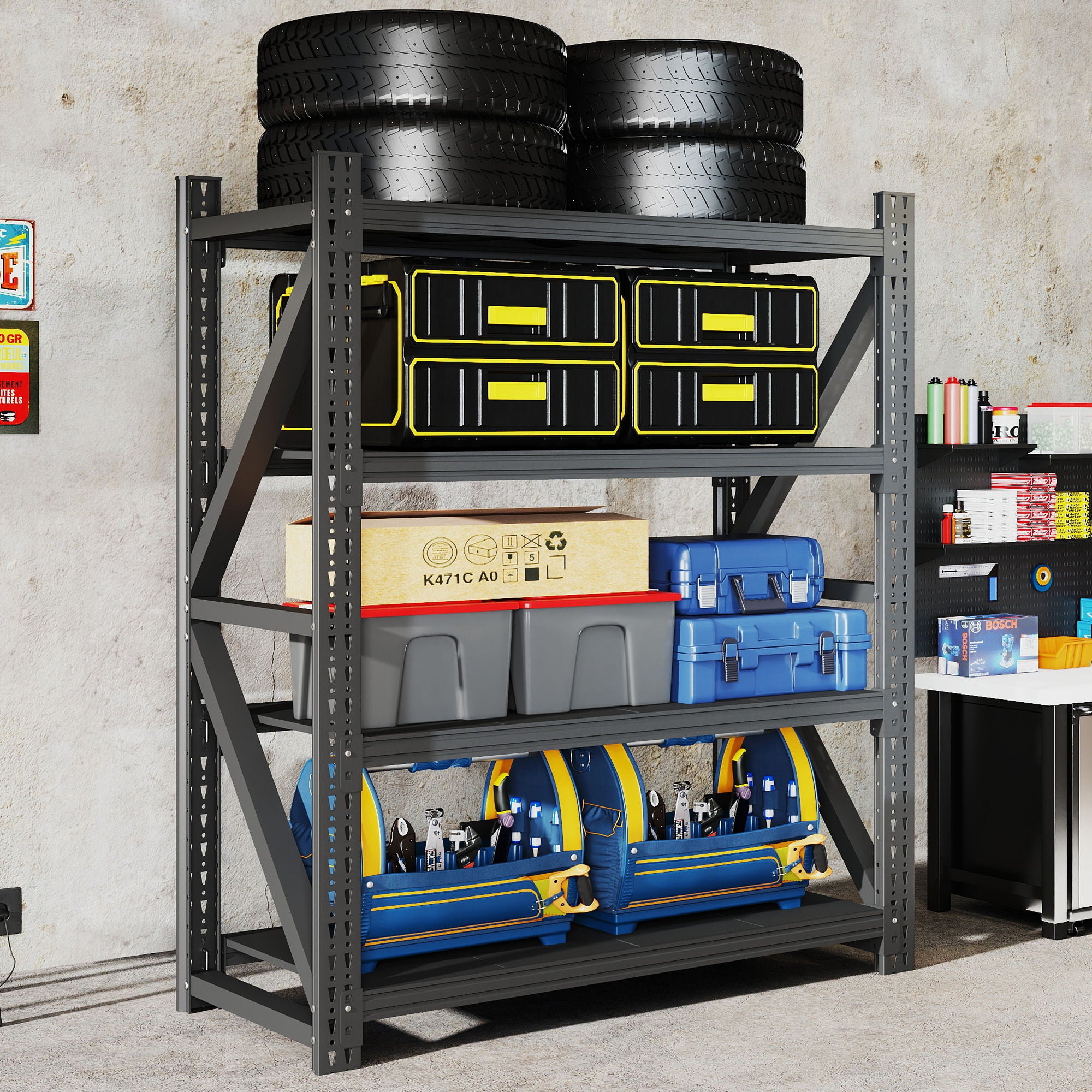 Heavy Duty 4 Shelf Garage Shelving Unit