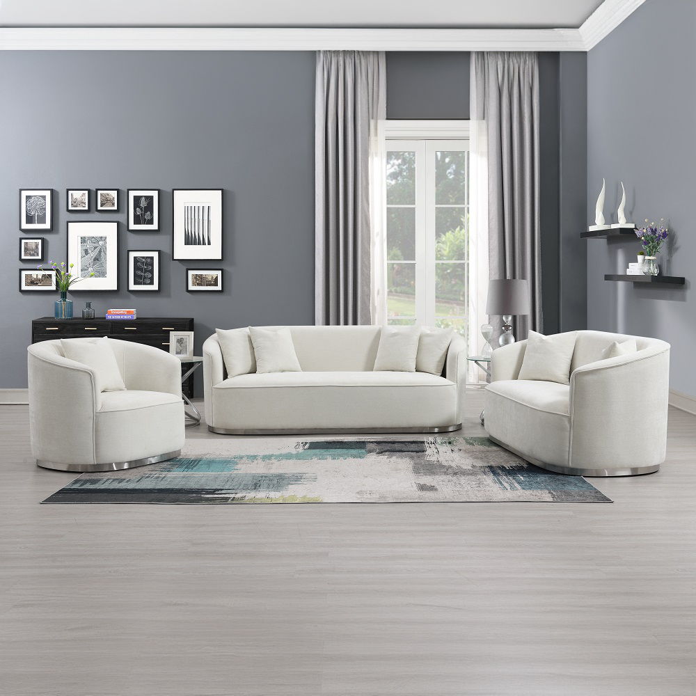 Odette - Sofa With 4 Pillows - Beige Chenille