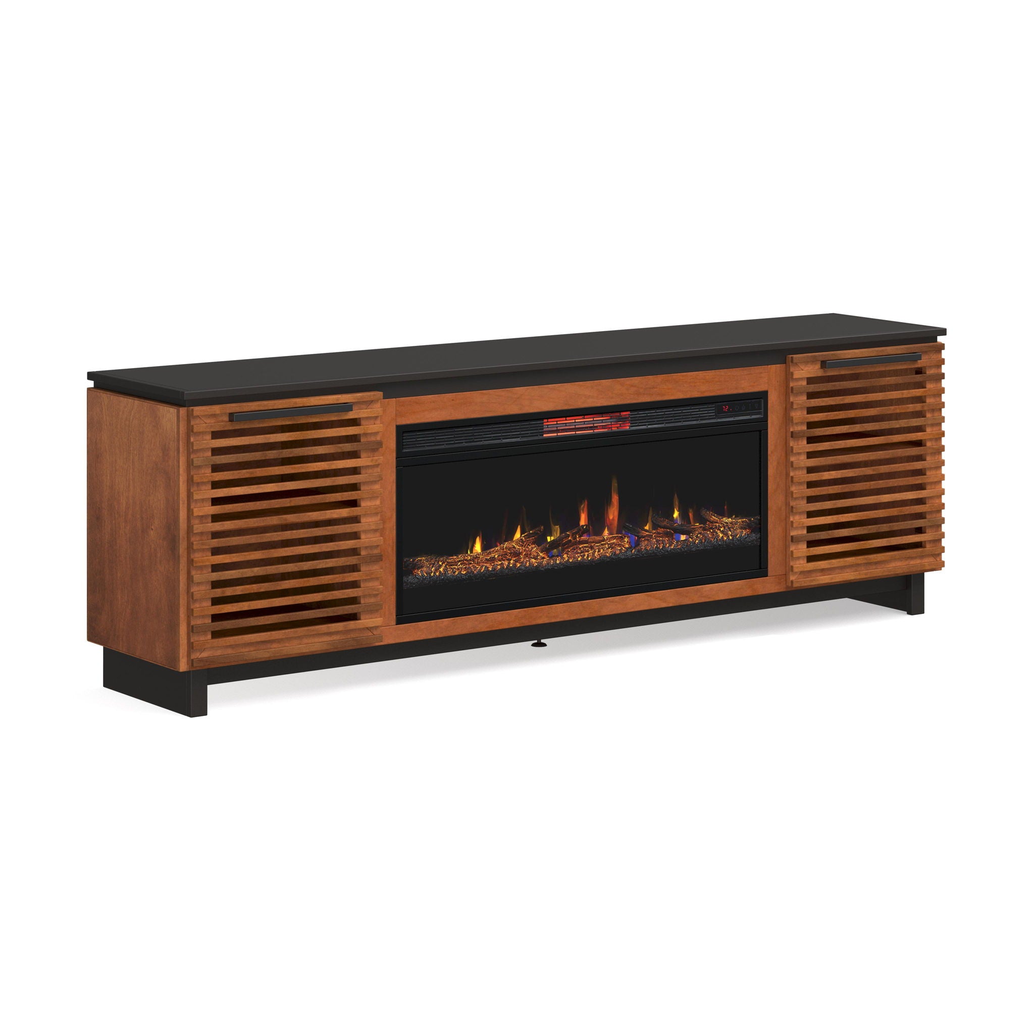 Fireplace TV Stand Console For TVs Up To 100" - Black / Bourbon