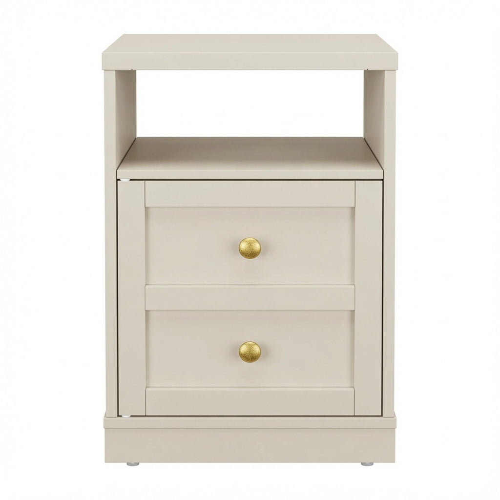 Nightstand With Door & Shelf, 2 Drawer Side Table