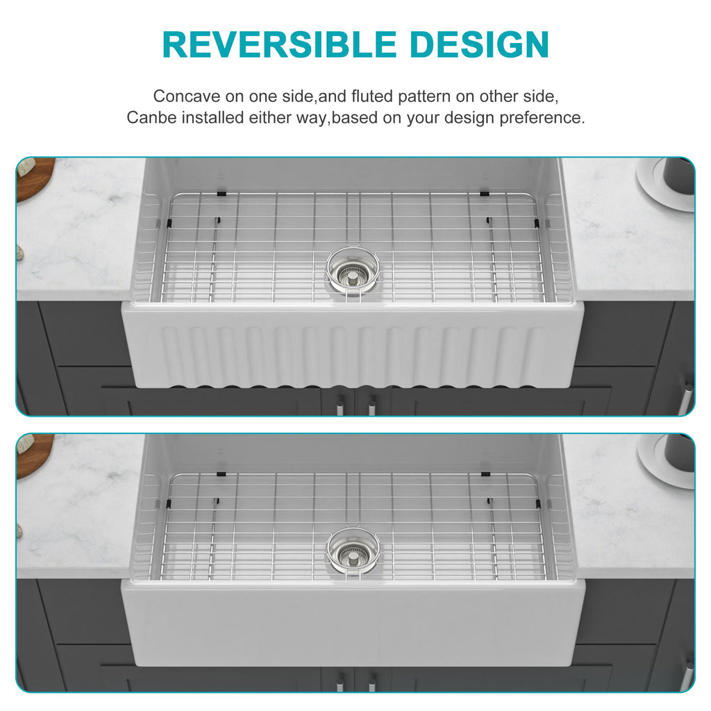 Workstation Single Bowl Apron Front Kitchen Sink - White
