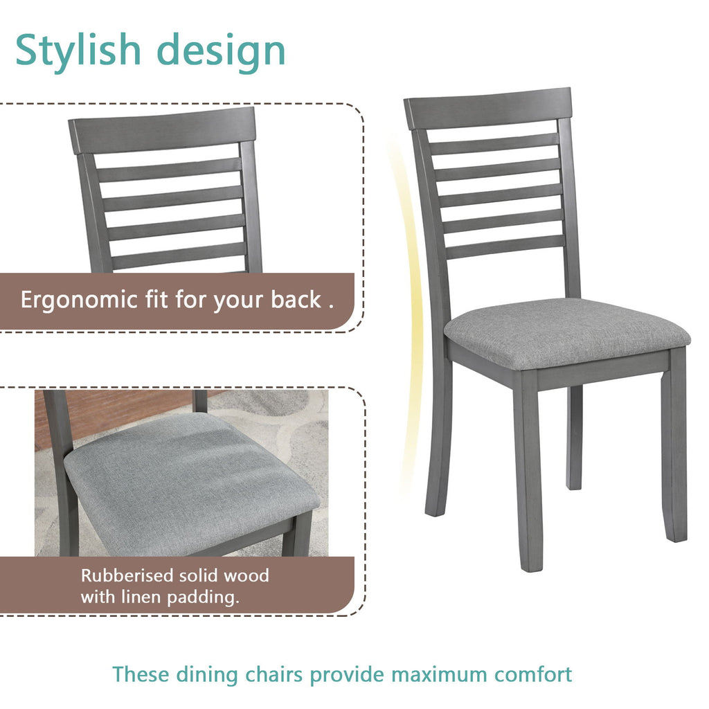 5 Pieces Modern Dining Set, Rectangular Wooden Dining Table With 4 Upholstered Chairs