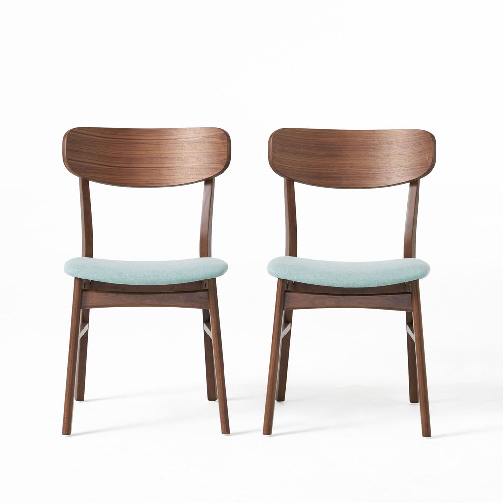 Elegant Fabric Dining Chair With Cushioned Seat And Wood Frame - Mint