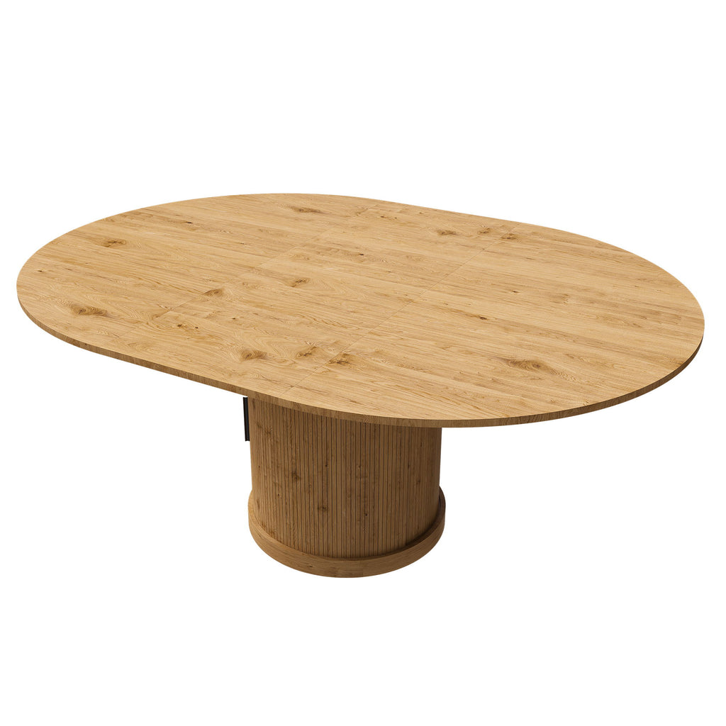 Extendable Oval Dining Table With 2 Tier Storage - Oak