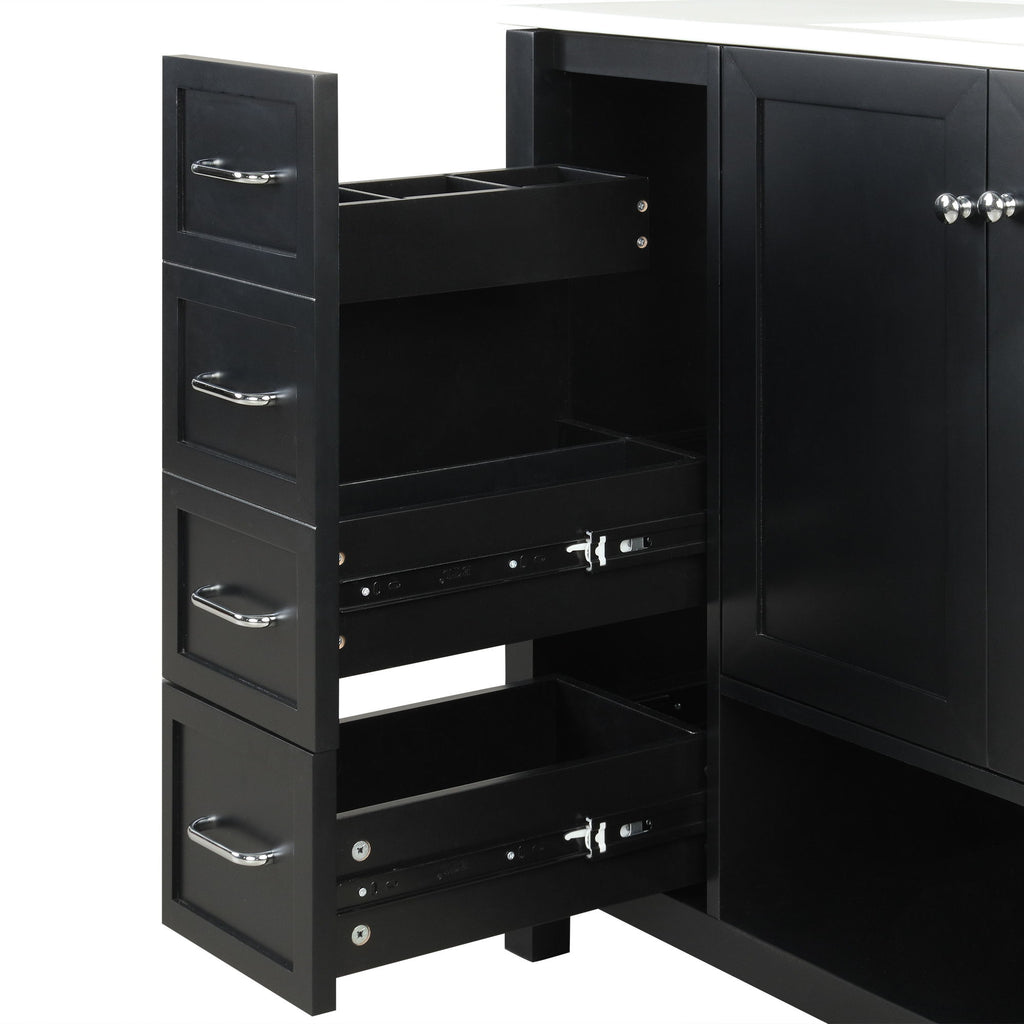 Bathroom Vanity With Sink Top, Bathroom Vanity Cabinet With 2 Doors And 2 Drawers, Open Shelf