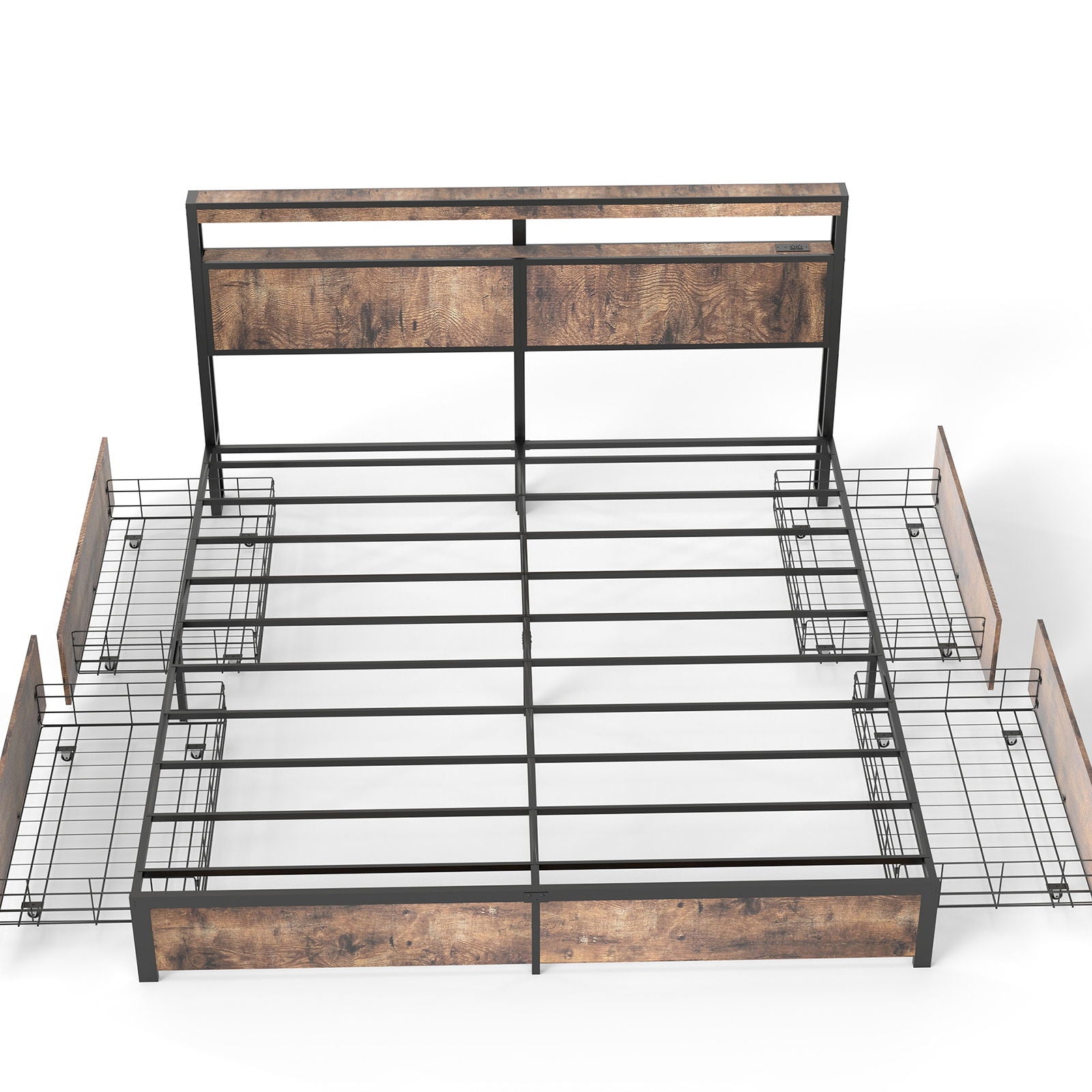Bed Frame With Headboard, LED Lights & Charging Station