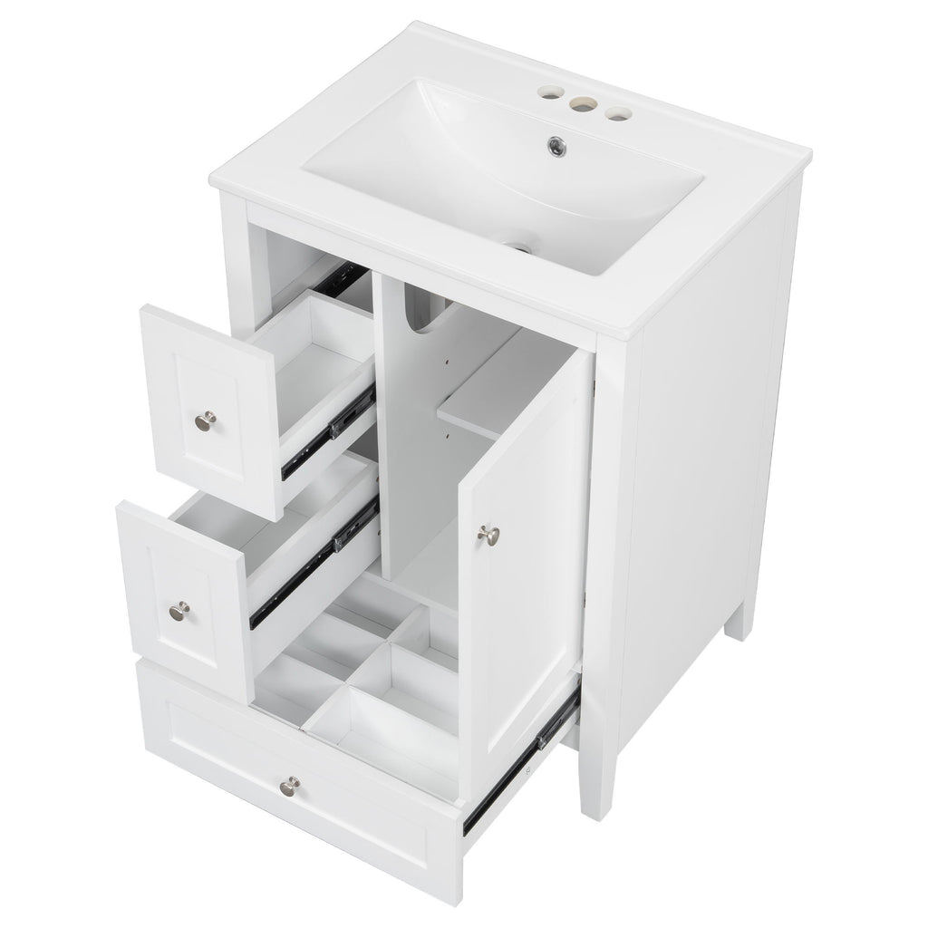 Modern Bathroom Vanity With Storage, Adjustable Shelf