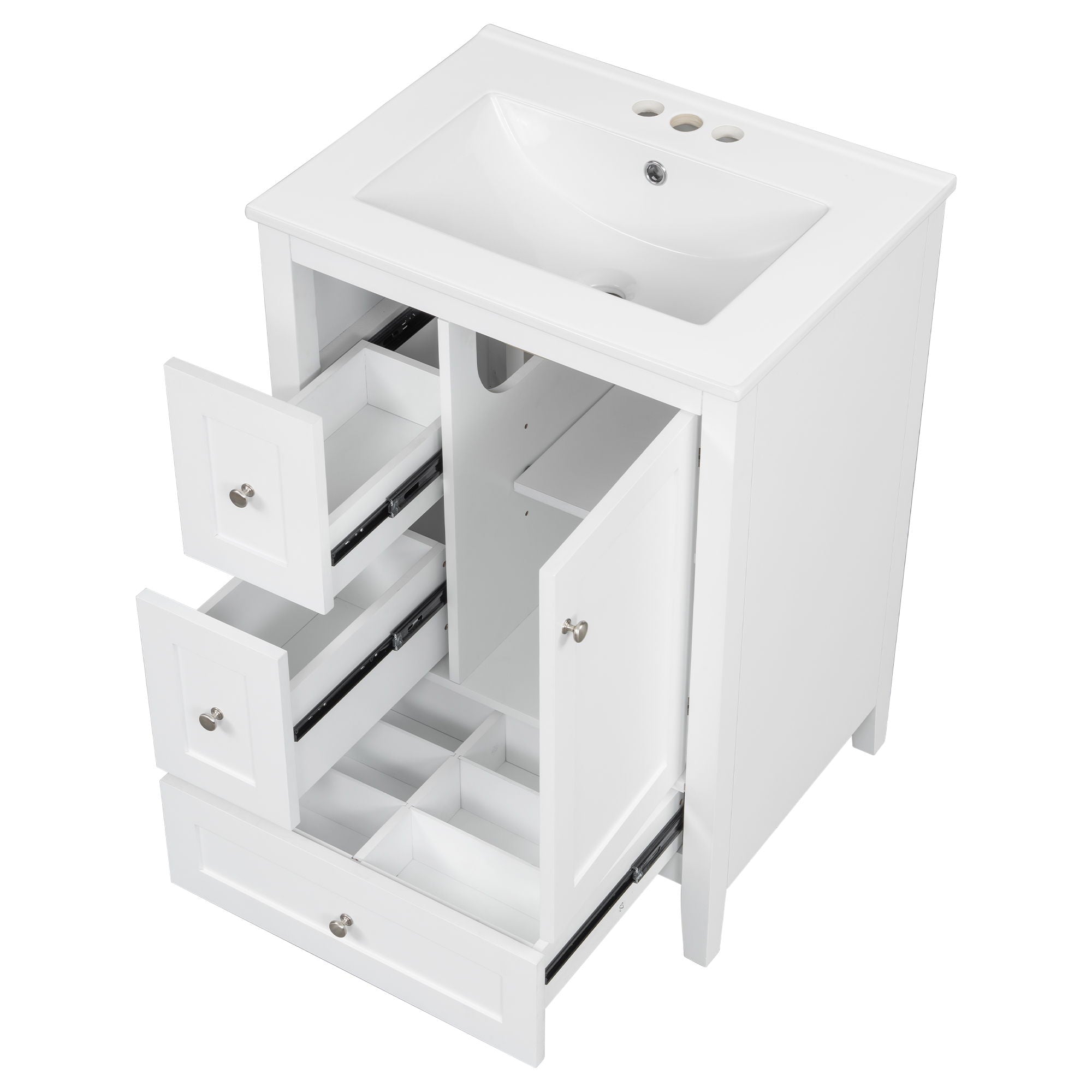 Modern Bathroom Vanity With Storage, Adjustable Shelf