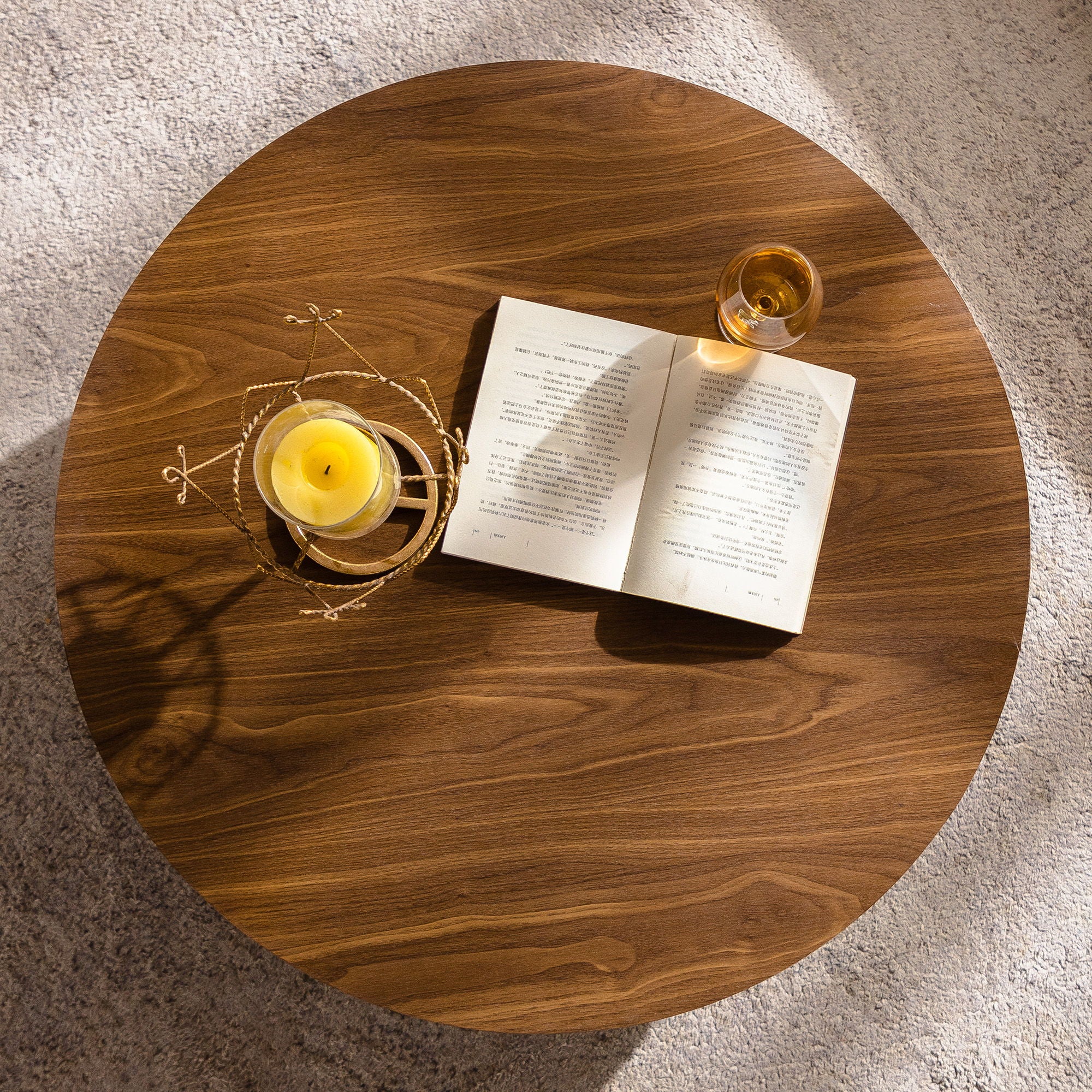 Round Coffee Table For Living Room - Walnut